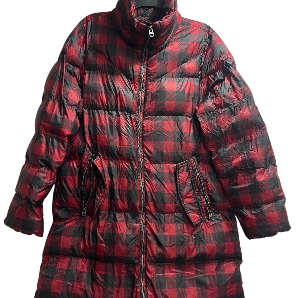 LUCKY 🍀 BRAND Plaid Red and Black Women's Puffer Coat SIZE L/G